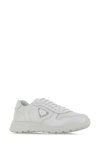 Prada Mens White Re-nylon Brand-plaque Leather And Nylon Low-top Trainers Eur 40 / 6 Uk In White