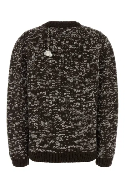 Prada Oversized Wool Sweater Featuring Embellishments In Animal Print