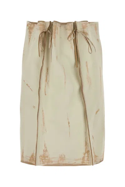 Prada White Leather Skirt In Neutral