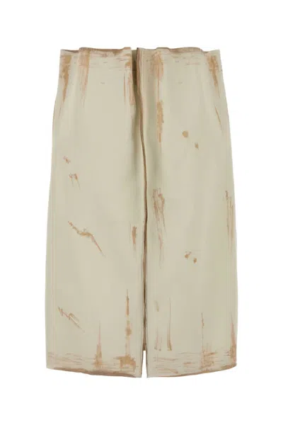 Prada White Leather Skirt In Neutral