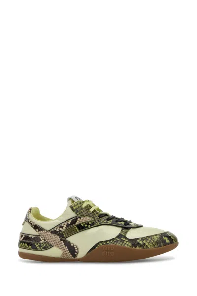 Miu Miu Gymnasium Technical Fabric And Python-print Ayers Leather Sneakers In Multi