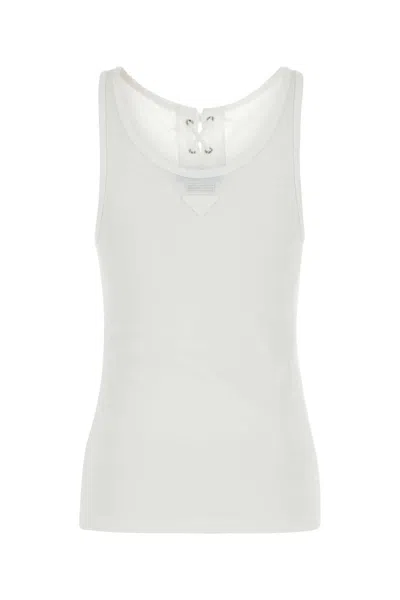 Prada White Ribbed Tank Top In White