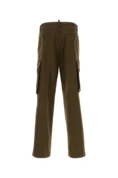 Dsquared2 Dsquared Olive Green Stretch Cotton Loose Cargo Pant In Green