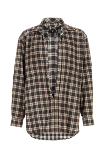 Dsquared2 Dsquared Men Embroidered Flannel Dsquared X Magliano Shirt In Brown