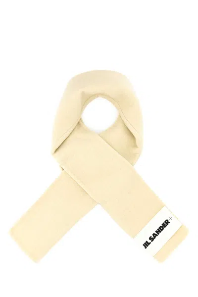 Jil Sander Cream Wool Scarf In Neutral