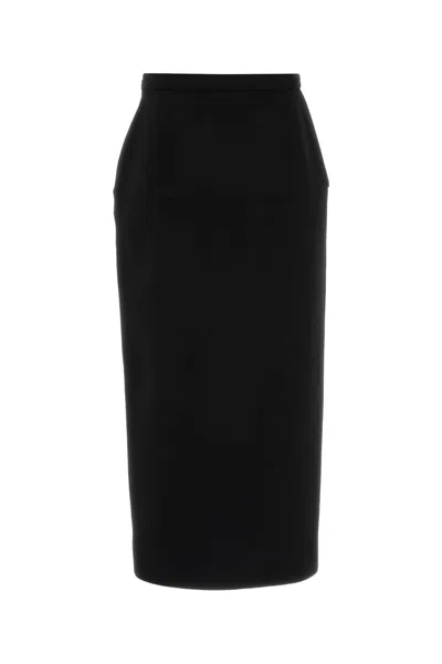 Valentino Garavani Black Wool Skirt In Black