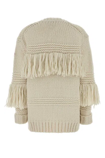 Moncler Grenoble Ivory Crochet Oversize Cardigan In Neutral