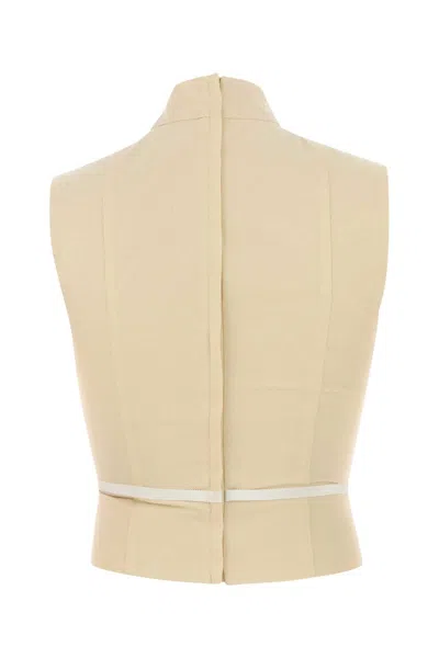 Moschino High Neck Sleeveless Cotton Top In Brown