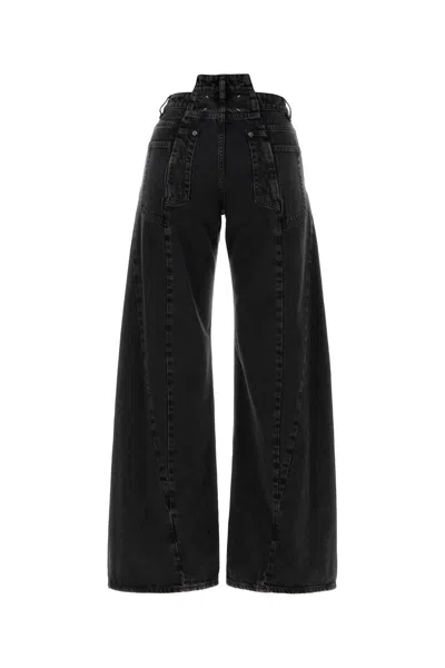 Maison Margiela Black Jeans With Wide Leg And Four-stitch Moniker Logo In Denim Woman