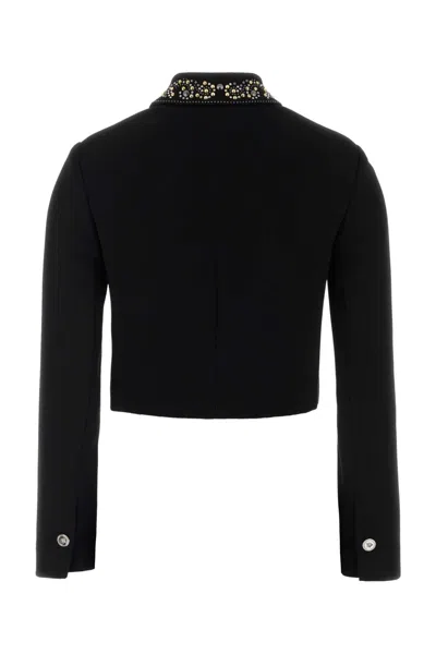 Versace Informal Jacket Responsible Light Weight Double Wo In Black