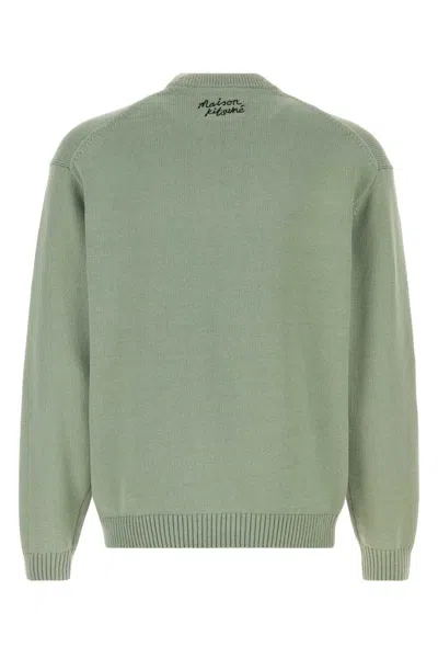 Maison Kitsuné Maison Kitsune Mint Green Cotton Blend Sweater In Green
