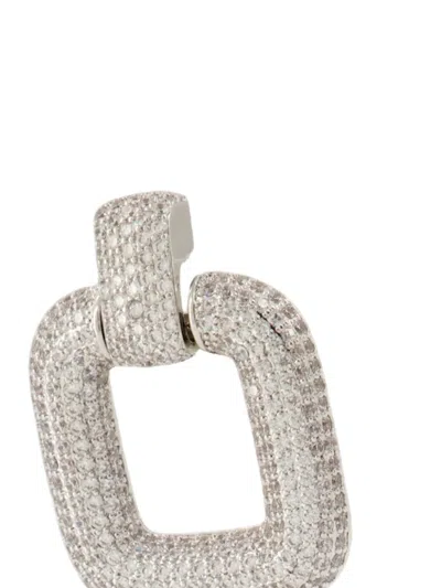 Self-portrait Self Portrait Square Earrings With Crystals In Metallic