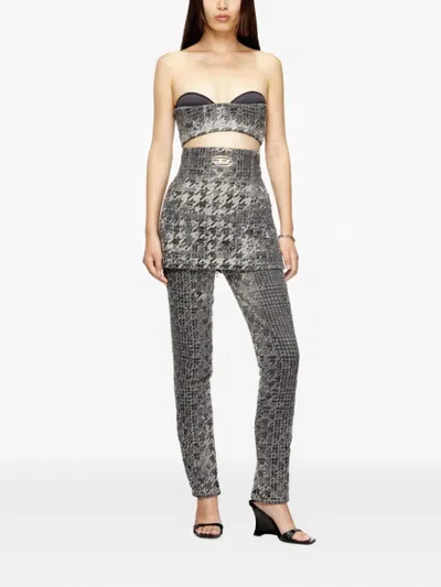 Diesel Houndstooth Pattern Jeans With Flared Leg Design In Gray