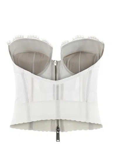 Dsquared2 Strapless Lace Top Scalloped Hem In White