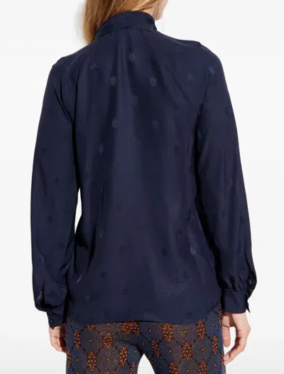Etro Bow Long-sleeved Blouse In Blue