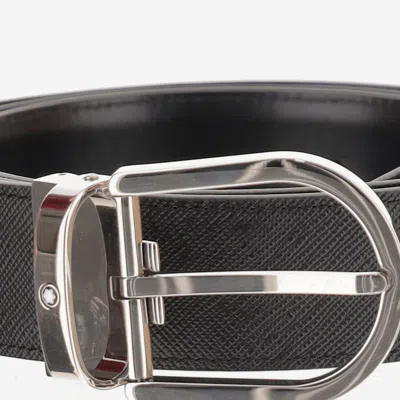 Montblanc Reversible Leather Belt In Black