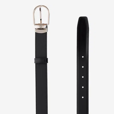 Montblanc Reversible Leather Belt In Black