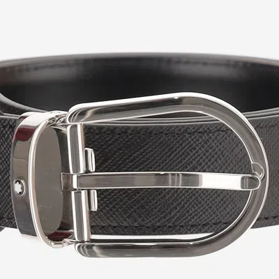 Montblanc Reversible Leather Belt In Black