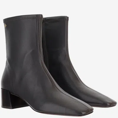 Tory Burch Leather Ankle Boots In Black