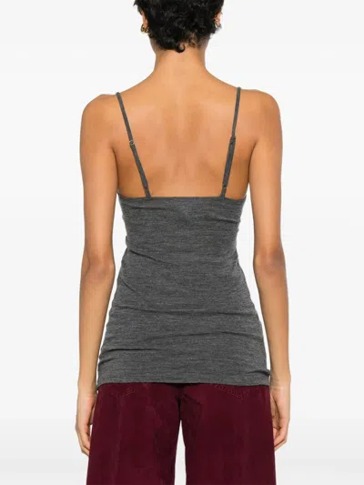Forte Forte Embroidered Wool Ribbed Jersey Tank Top In Gray