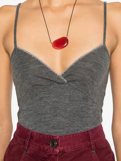 Forte Forte Embroidered Wool Ribbed Jersey Tank Top In Gray