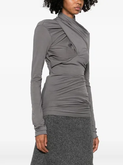 Entire Studios Draped Blouse In Gray