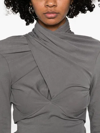Entire Studios Draped Blouse In Gray