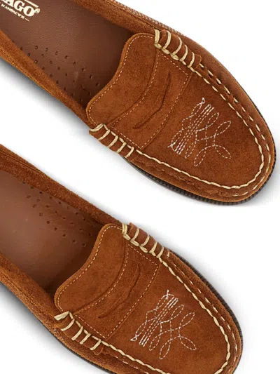 Sebago Decorative-stitching Loafers In Brown