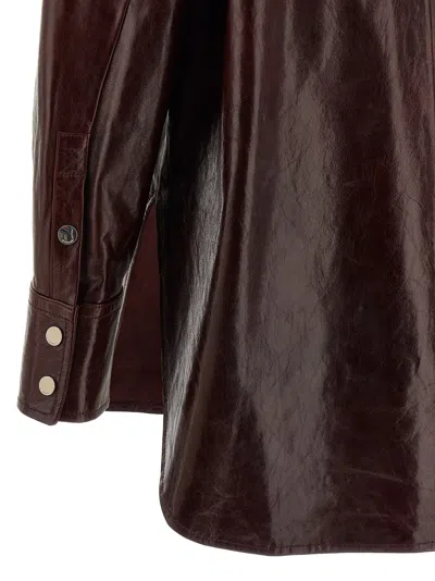 Sportmax Oversized Nappa Leather Shirt Jacket In Burgundy