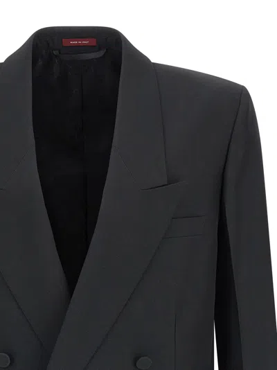 Gucci Men Double-breasted Technical Panama Blazer In Black