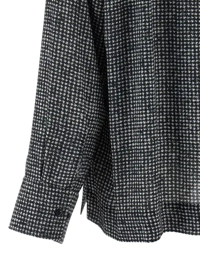 Ermanno Scervino Houndstooth Long Sleeve Rhinestone Shirt In Gray