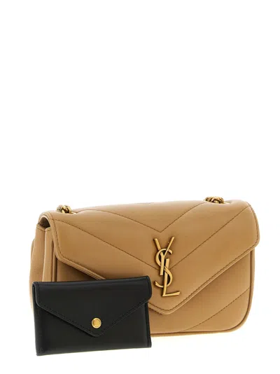 Saint Laurent 'loulou' Mini Crossbody Bag In Sand