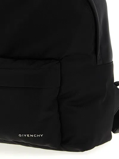 Givenchy Black Backpack With Adjustable Shoulder Straps And Logo On Front In Tech Fabric Man In Black