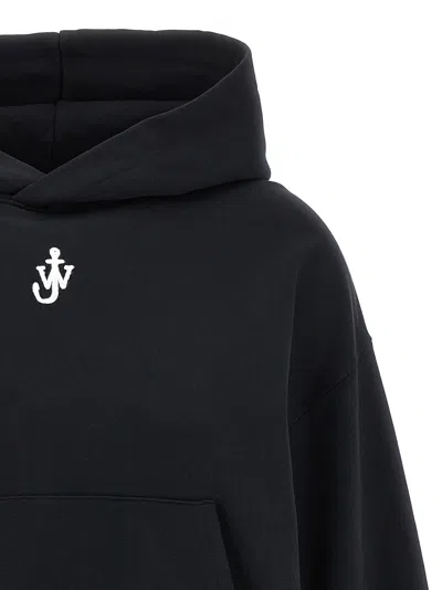 Jw Anderson J. W. Anderson Anchor Embroidery Cropped Hoodie In Black