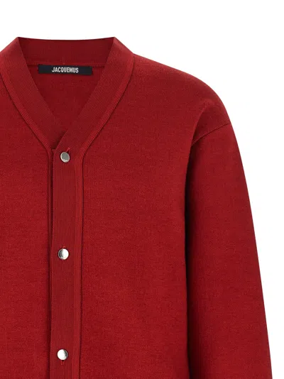Jacquemus Le Cardigan Doppio Wool Blend Cardigan In Red