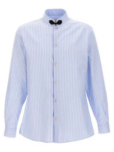 Valentino Cotton Oxford Shirt With Toggle In Blue