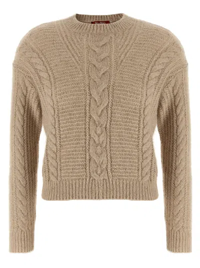 Max Mara Studio Boxy Sweater In Blended Alpaca In Neutral