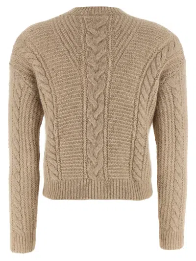 Max Mara Studio Boxy Sweater In Blended Alpaca In Neutral