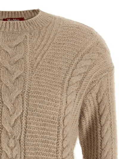 Max Mara Studio Boxy Sweater In Blended Alpaca In Neutral
