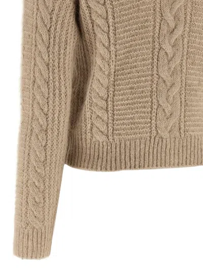 Max Mara Studio Boxy Sweater In Blended Alpaca In Neutral