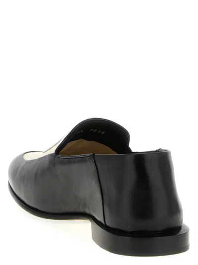 Givenchy Two-tone Leather And Canvas Label Loafers In Black