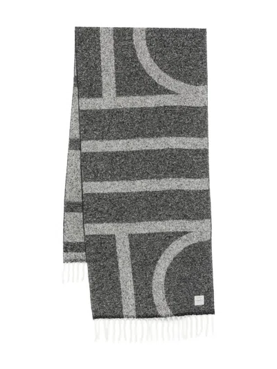 Totême Rectangular Wool Scarf Featuring Monogram Design In Multi