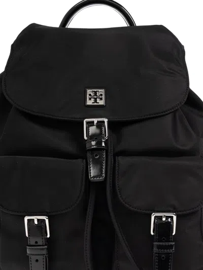 Tory Burch Functional Nylon Backpack With Multiple Pockets In Black