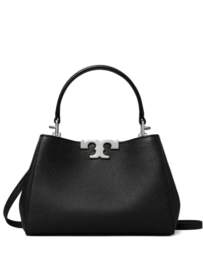 Tory Burch Eleanor Pebbled Leather Satchel Shoulder Bag In Black