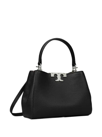 Tory Burch Eleanor Pebbled Leather Satchel Shoulder Bag In Black