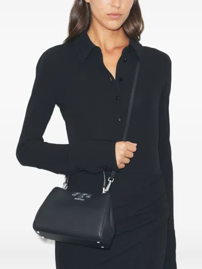 Tory Burch Eleanor Pebbled Leather Satchel Shoulder Bag In Black