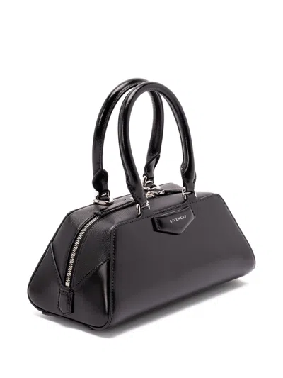 Givenchy Antigona East West Brown Small Handbag With Adjustable And Removable Shoulder Strap And Logo Letteri In Black