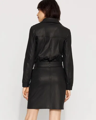 White House Black Market Belted Coated Denim Dress In Black