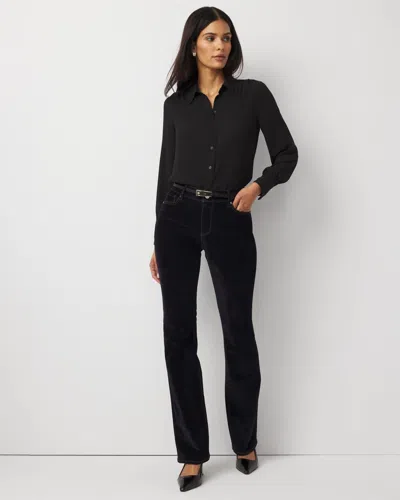 White House Black Market Flocked Denim Mid-rise Bootcut Jeans In Black