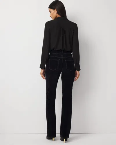White House Black Market Flocked Denim Mid-rise Bootcut Jeans In Black